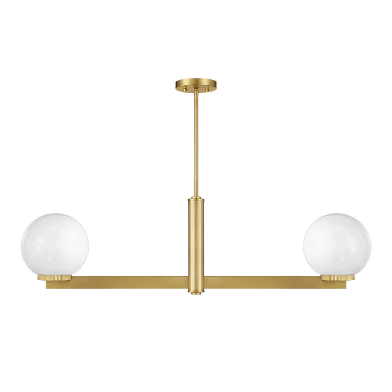 Meridian M100124NB Two Light Linear Chandelier, Natural Brass