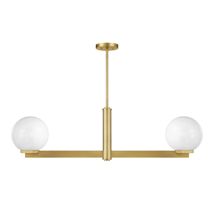 Meridian M100124NB Two Light Linear Chandelier, Natural Brass