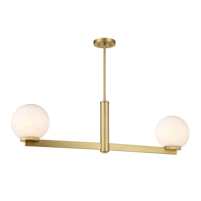 Meridian M100124NB Two Light Linear Chandelier, Natural Brass