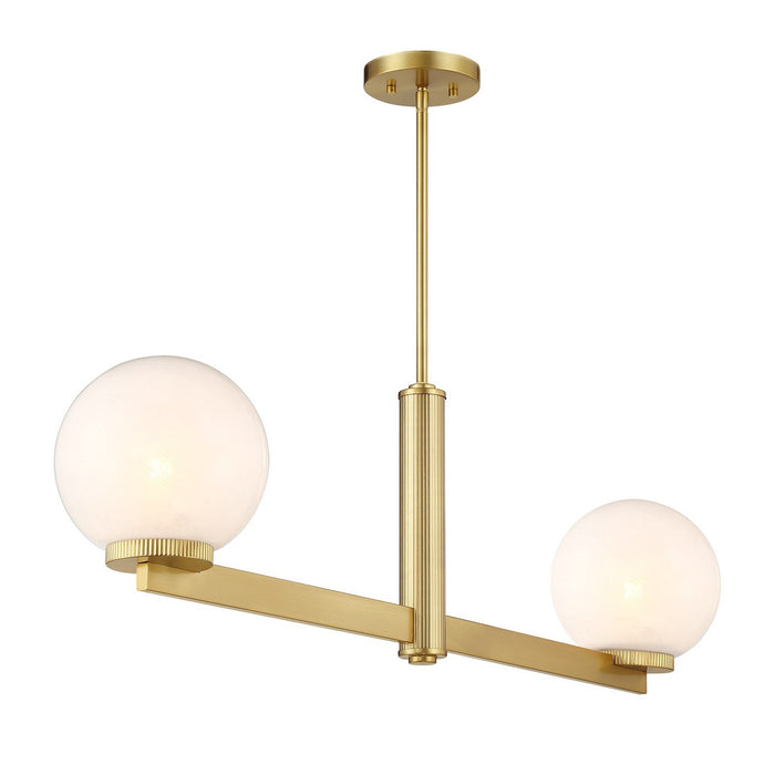 Meridian M100124NB Two Light Linear Chandelier, Natural Brass