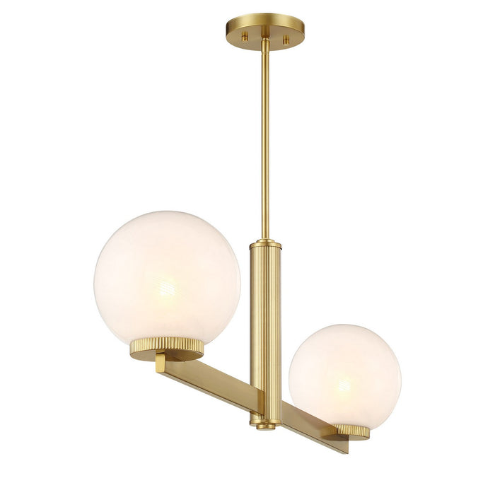 Meridian M100124NB Two Light Linear Chandelier, Natural Brass