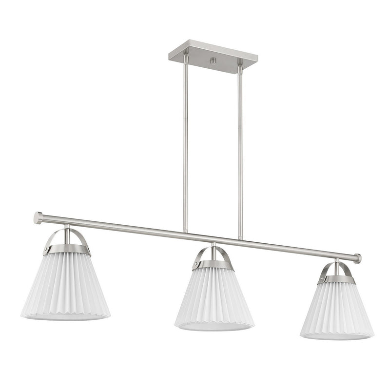 Meridian M100125BN Three Light Linear Chandelier, Brushed Nickel