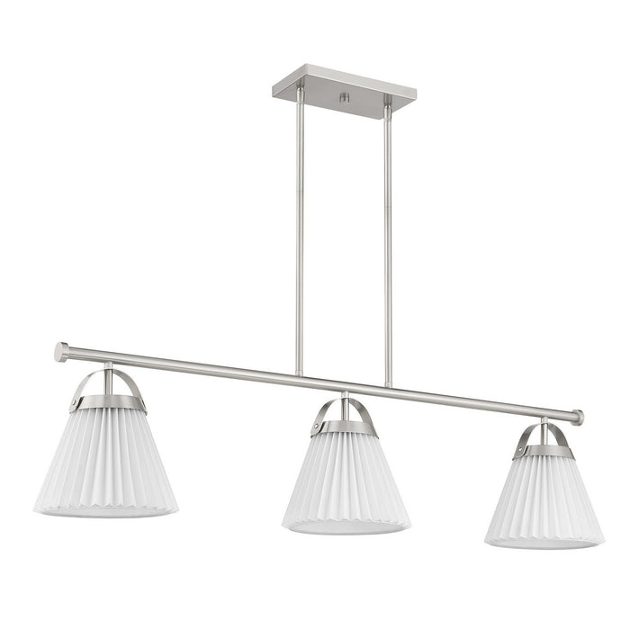 Meridian M100125BN Three Light Linear Chandelier, Brushed Nickel