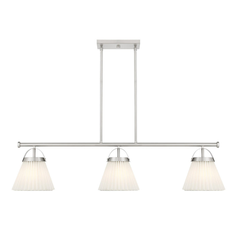 Meridian M100125BN Three Light Linear Chandelier, Brushed Nickel