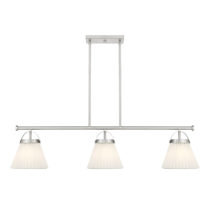 Meridian M100125BN Three Light Linear Chandelier, Brushed Nickel