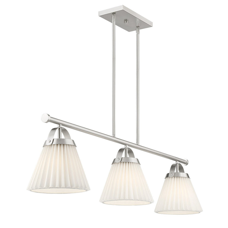 Meridian M100125BN Three Light Linear Chandelier, Brushed Nickel