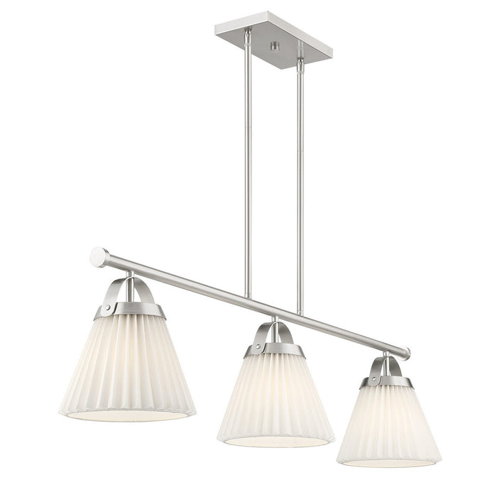 Meridian M100125BN Three Light Linear Chandelier, Brushed Nickel