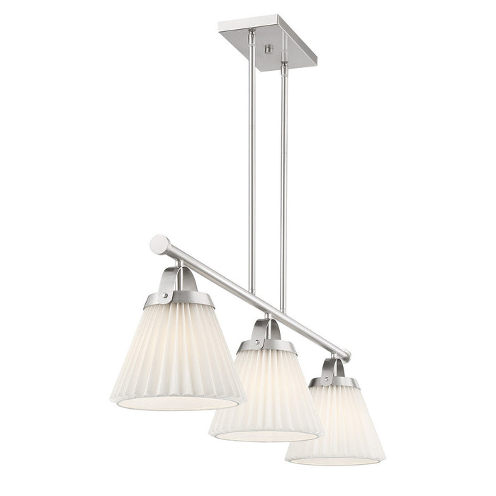 Meridian M100125BN Three Light Linear Chandelier, Brushed Nickel