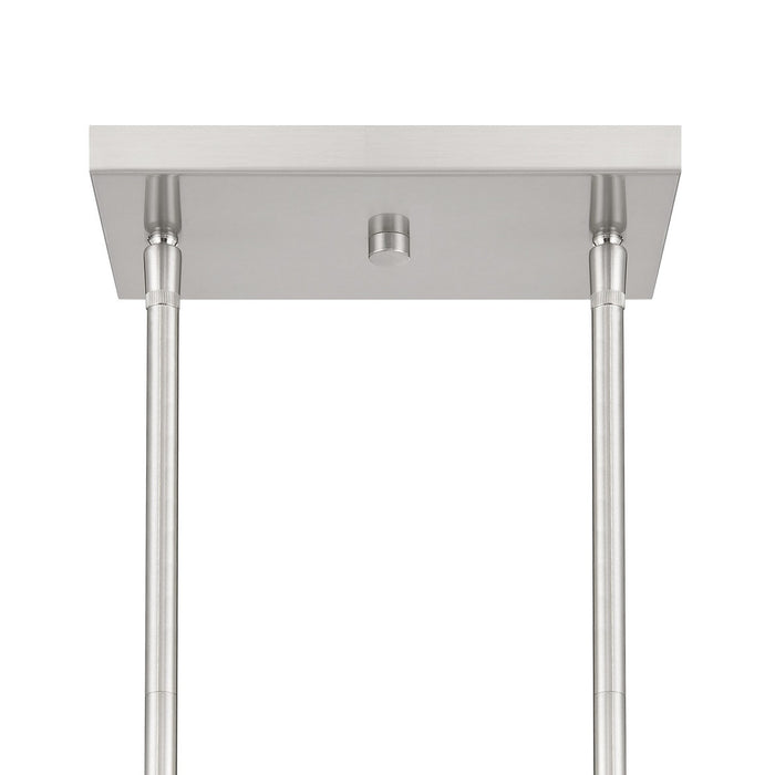Meridian M100125BN Three Light Linear Chandelier, Brushed Nickel