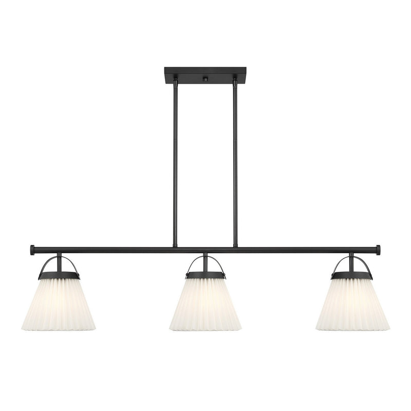 Meridian M100125MBK Three Light Linear Chandelier, Matte Black