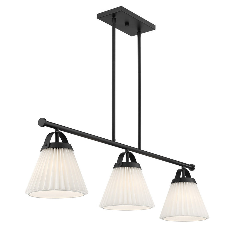 Meridian M100125MBK Three Light Linear Chandelier, Matte Black
