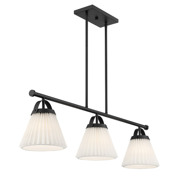 Meridian M100125MBK Three Light Linear Chandelier, Matte Black