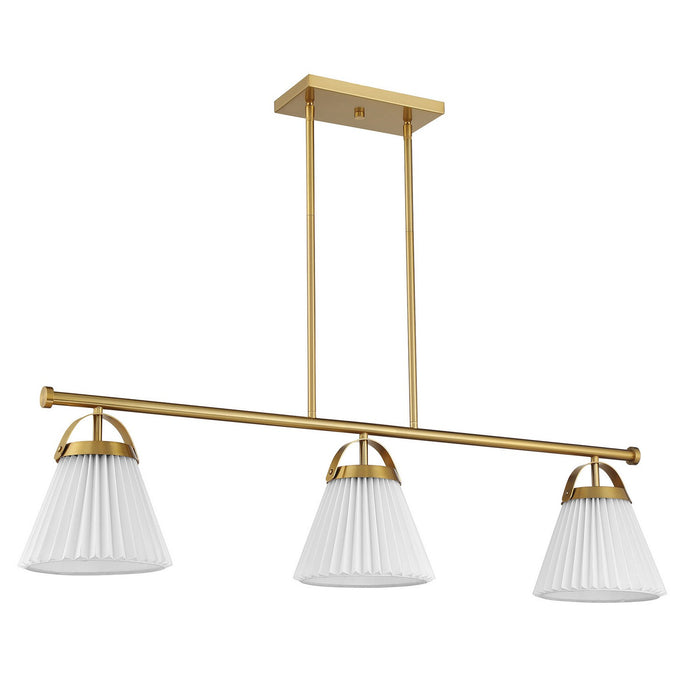 Meridian M100125NB Three Light Linear Chandelier, Natural Brass