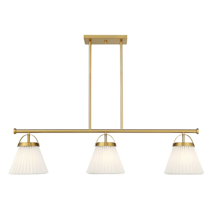 Meridian M100125NB Three Light Linear Chandelier, Natural Brass