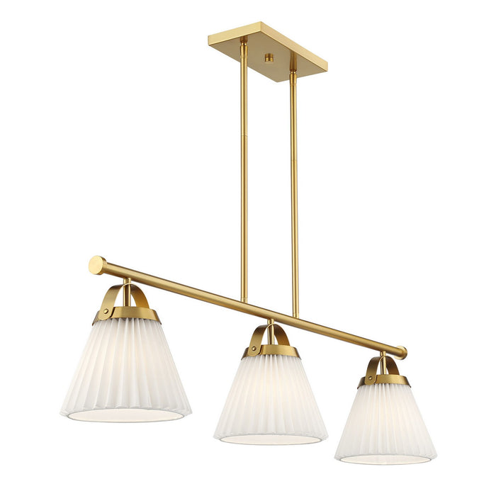 Meridian M100125NB Three Light Linear Chandelier, Natural Brass