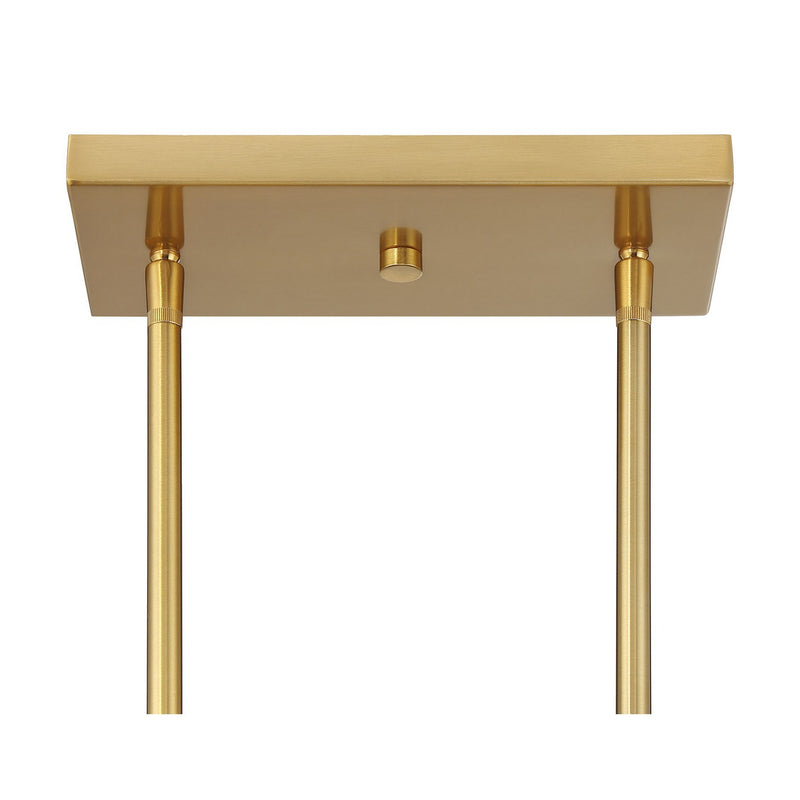 Meridian M100125NB Three Light Linear Chandelier, Natural Brass