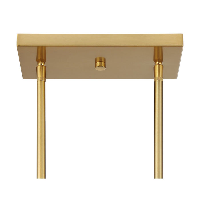 Meridian M100125NB Three Light Linear Chandelier, Natural Brass