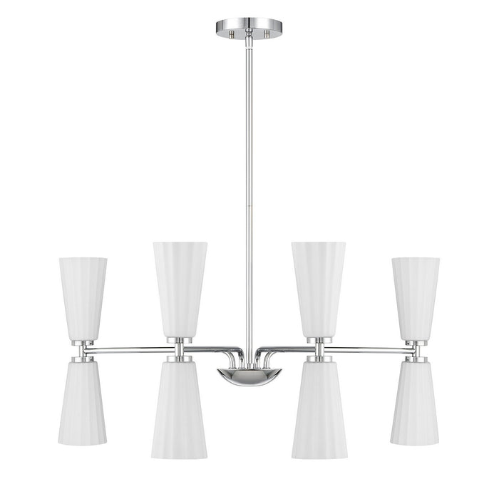 Meridian M100126CH Eight Light Chandelier, Chrome