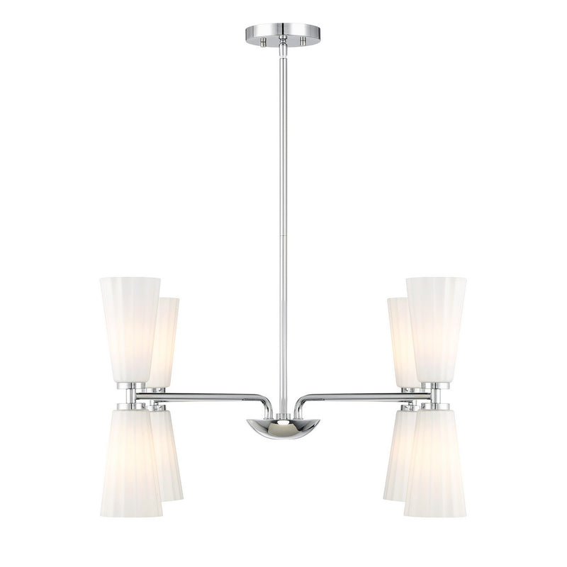 Meridian M100126CH Eight Light Chandelier, Chrome