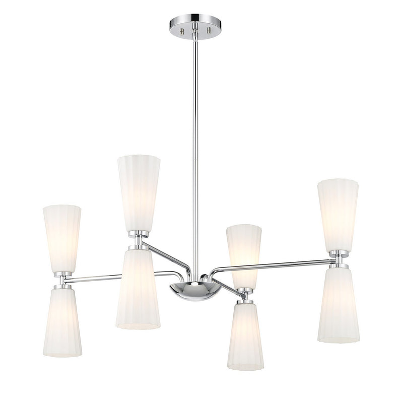 Meridian M100126CH Eight Light Chandelier, Chrome
