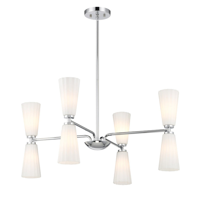 Meridian M100126CH Eight Light Chandelier, Chrome