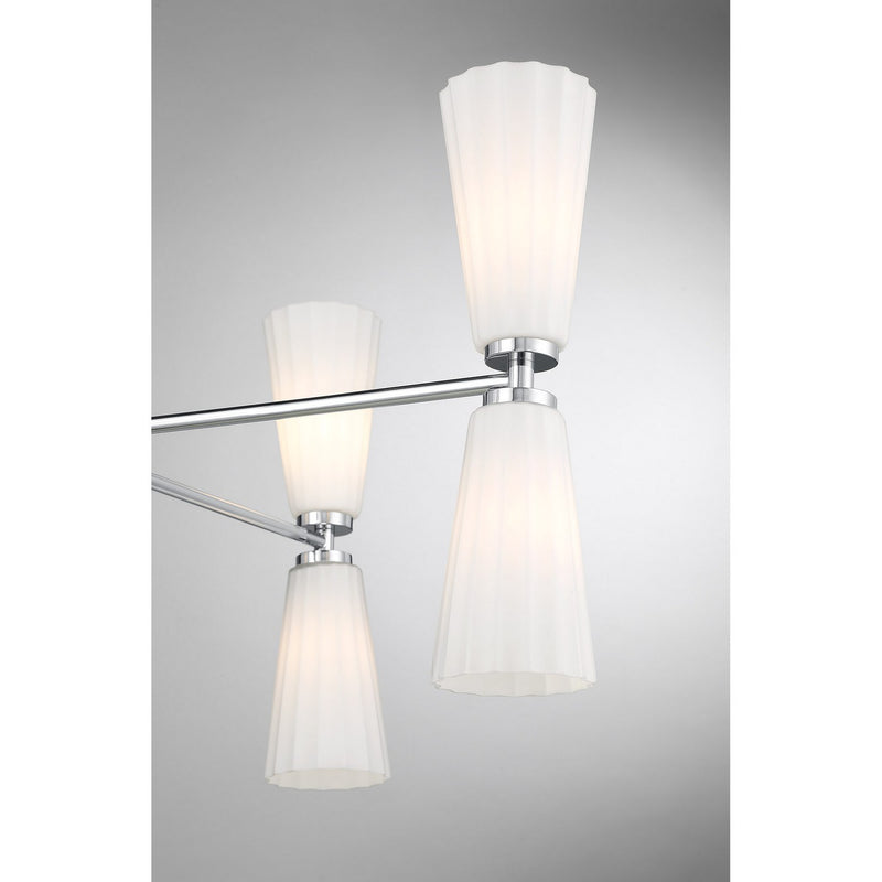 Meridian M100126CH Eight Light Chandelier, Chrome