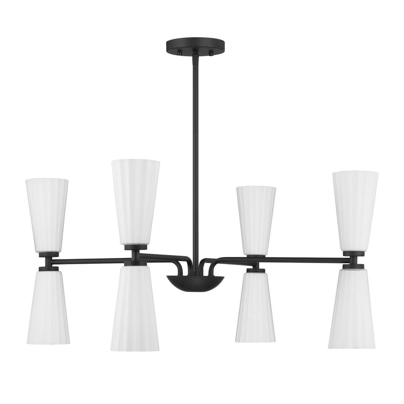Meridian M100126MBK Eight Light Chandelier, Matte Black