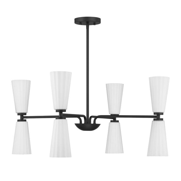 Meridian M100126MBK Eight Light Chandelier, Matte Black