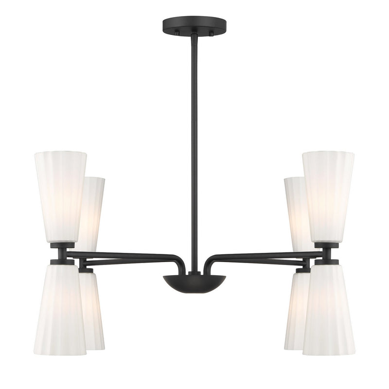 Meridian M100126MBK Eight Light Chandelier, Matte Black