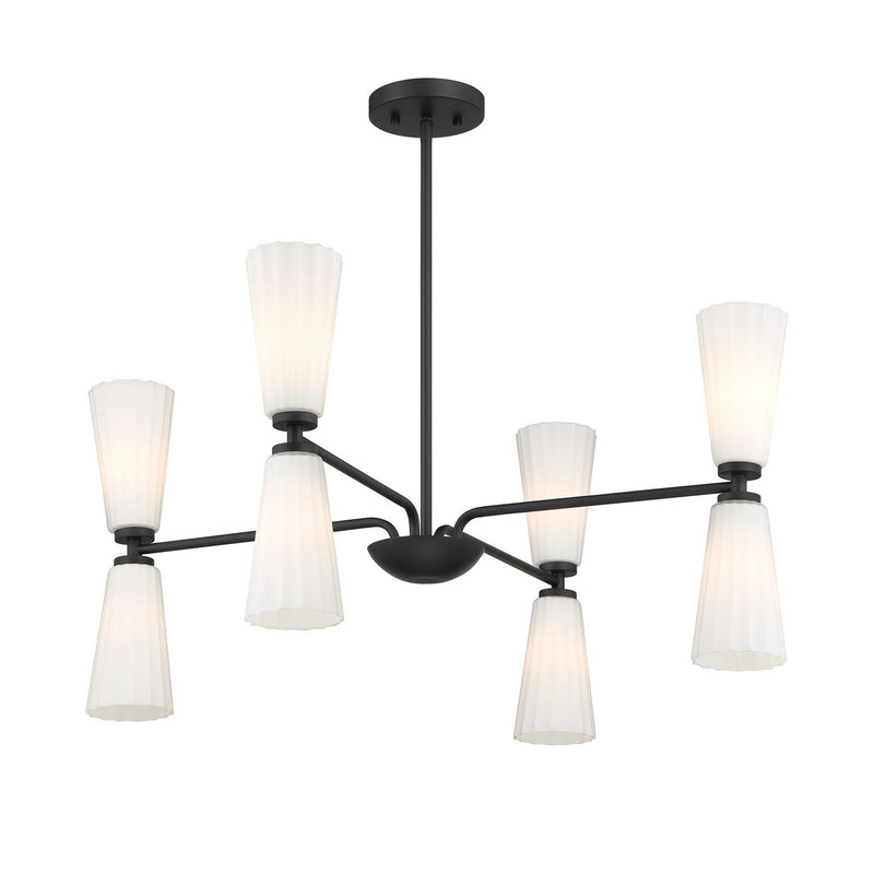 Meridian M100126MBK Eight Light Chandelier, Matte Black