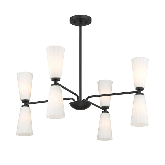 Meridian M100126MBK Eight Light Chandelier, Matte Black