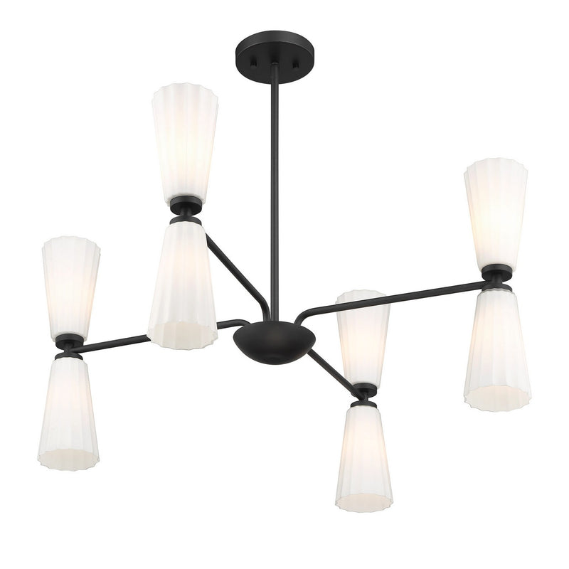 Meridian M100126MBK Eight Light Chandelier, Matte Black