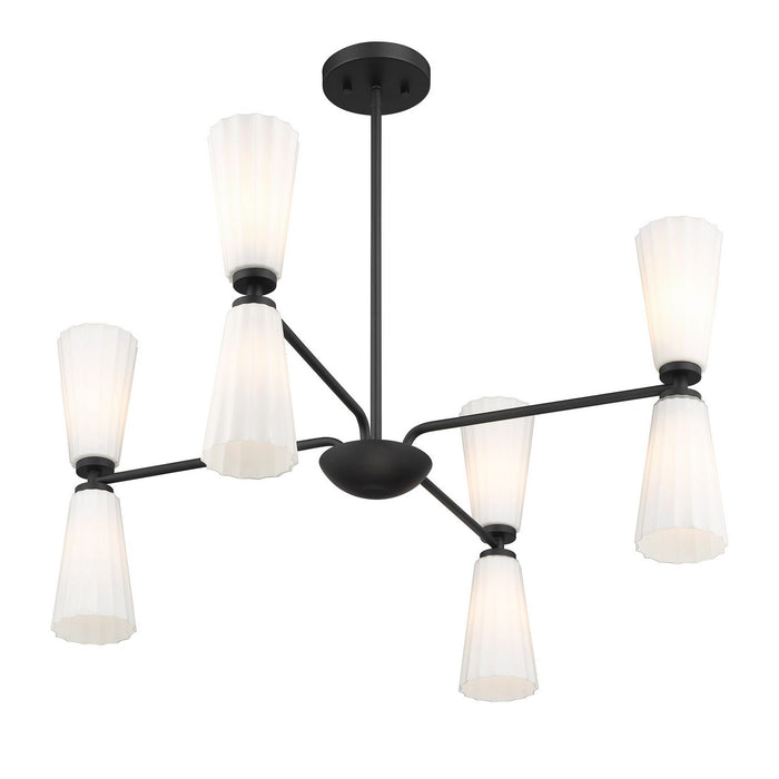 Meridian M100126MBK Eight Light Chandelier, Matte Black
