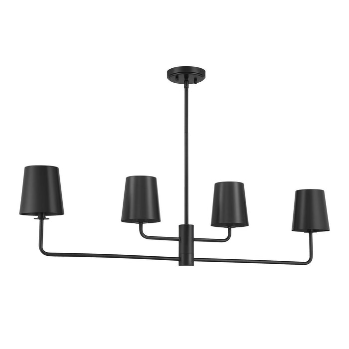 Meridian M100127MBK Four Light Linear Chandelier, Matte Black