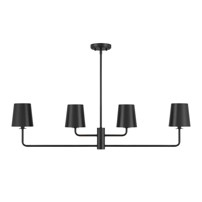 Meridian M100127MBK Four Light Linear Chandelier, Matte Black