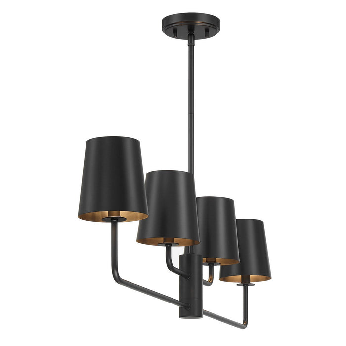 Meridian M100127MBK Four Light Linear Chandelier, Matte Black