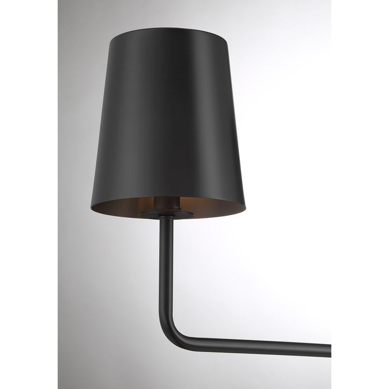 Meridian M100127MBK Four Light Linear Chandelier, Matte Black