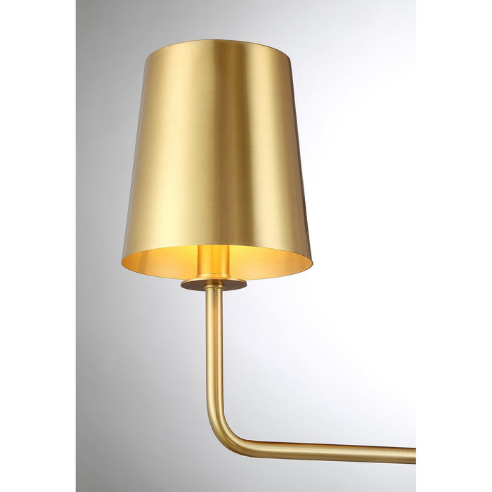 Meridian M100127NB Four Light Linear Chandelier, Natural Brass