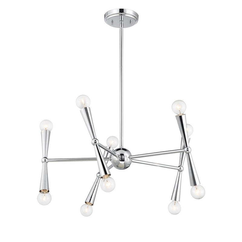 Meridian M100128CH Ten Light Chandelier, Chrome