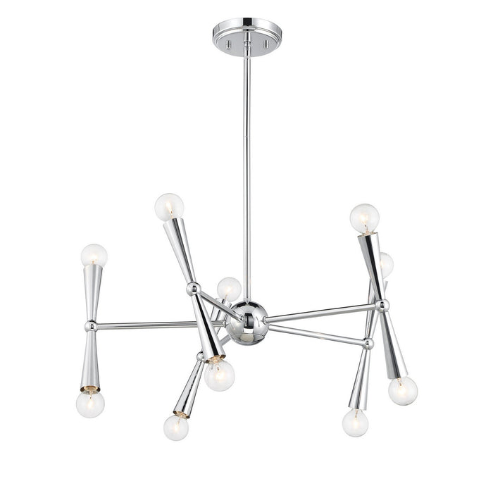 Meridian M100128CH Ten Light Chandelier, Chrome