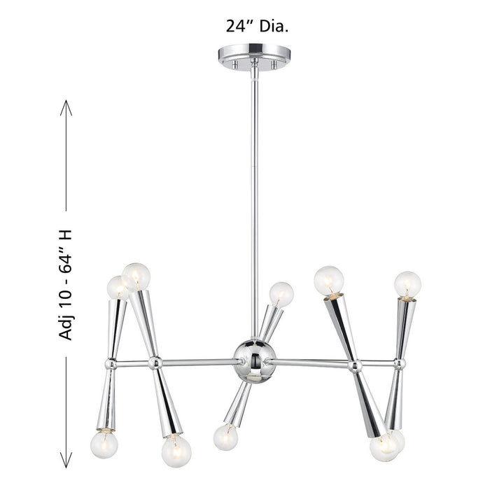 Meridian M100128CH Ten Light Chandelier, Chrome