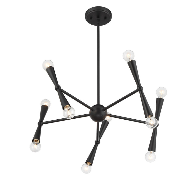 Meridian M100128MBK Ten Light Chandelier, Matte Black
