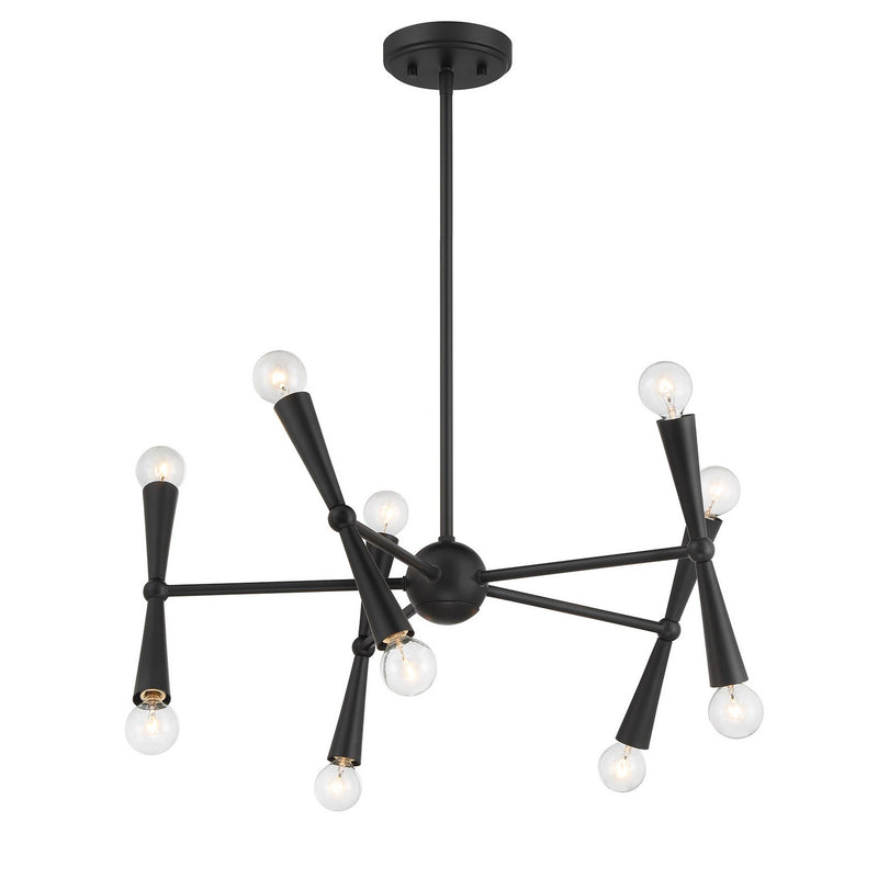 Meridian M100128MBK Ten Light Chandelier, Matte Black