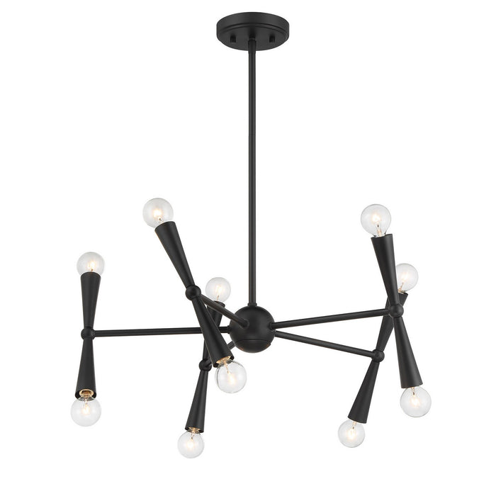 Meridian M100128MBK Ten Light Chandelier, Matte Black