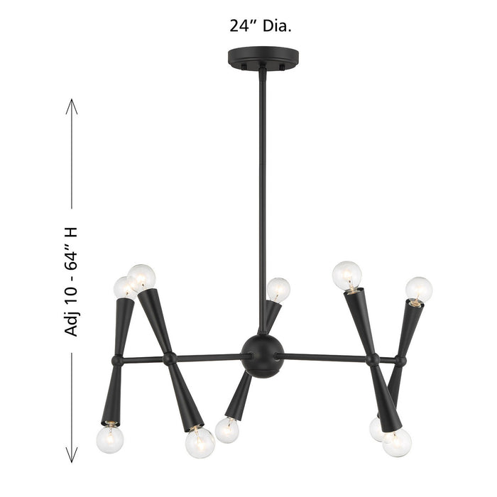 Meridian M100128MBK Ten Light Chandelier, Matte Black