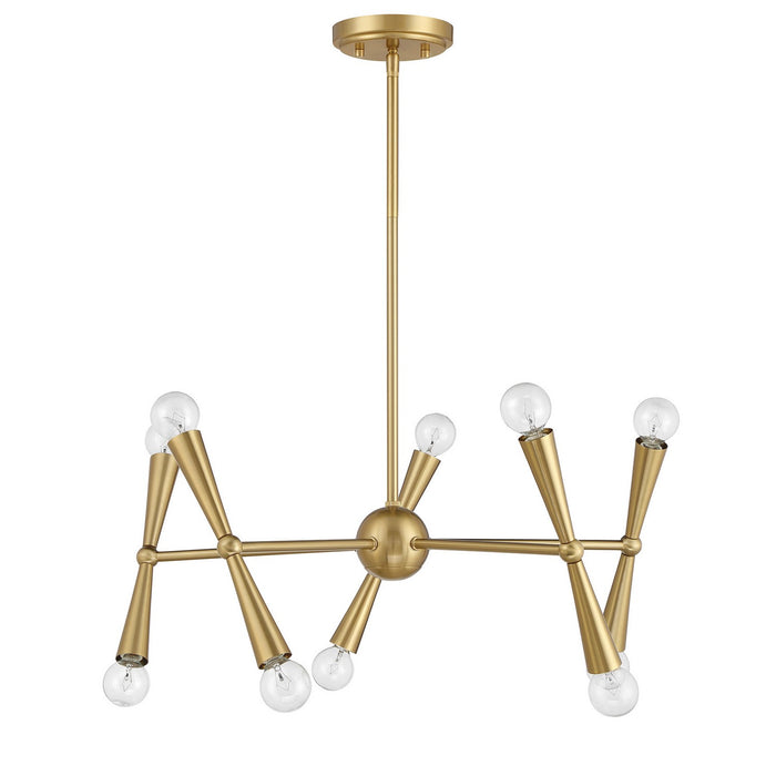 Meridian M100128NB Ten Light Chandelier, Natural Brass