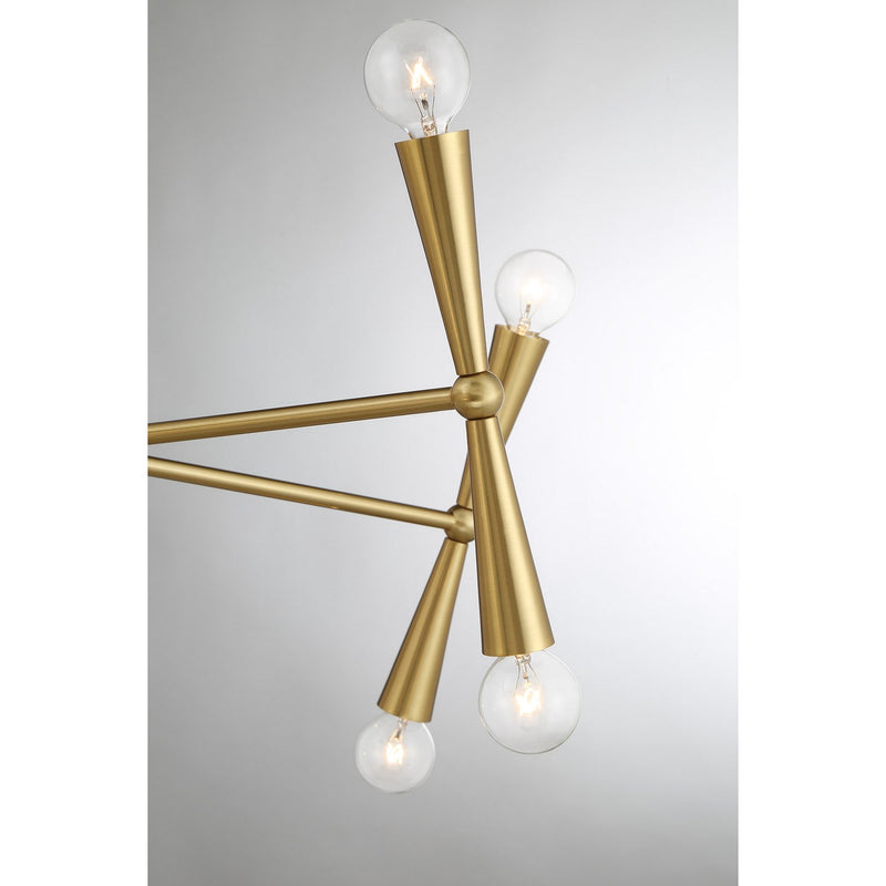 Meridian M100128NB Ten Light Chandelier, Natural Brass
