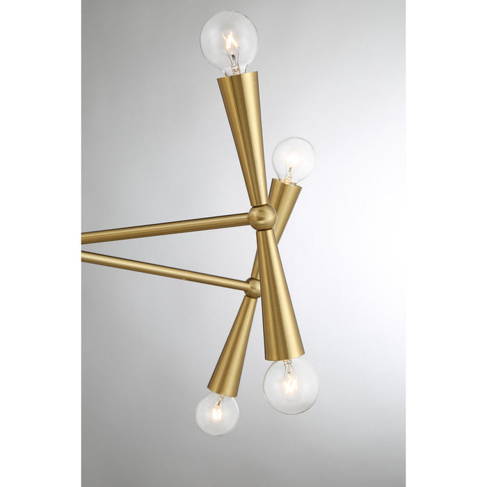 Meridian M100128NB Ten Light Chandelier, Natural Brass