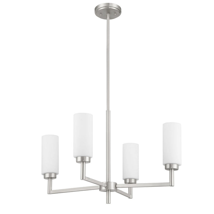 Meridian M100129BN Four Light Chandelier, Brushed Nickel