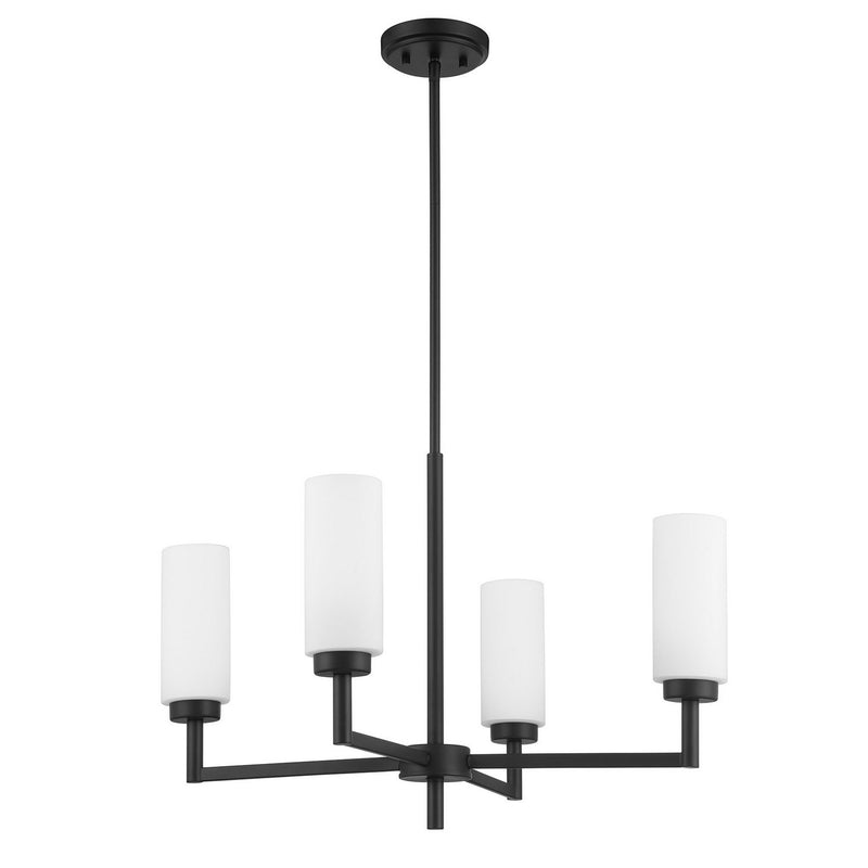Meridian M100129MBK Four Light Chandelier, Matte Black
